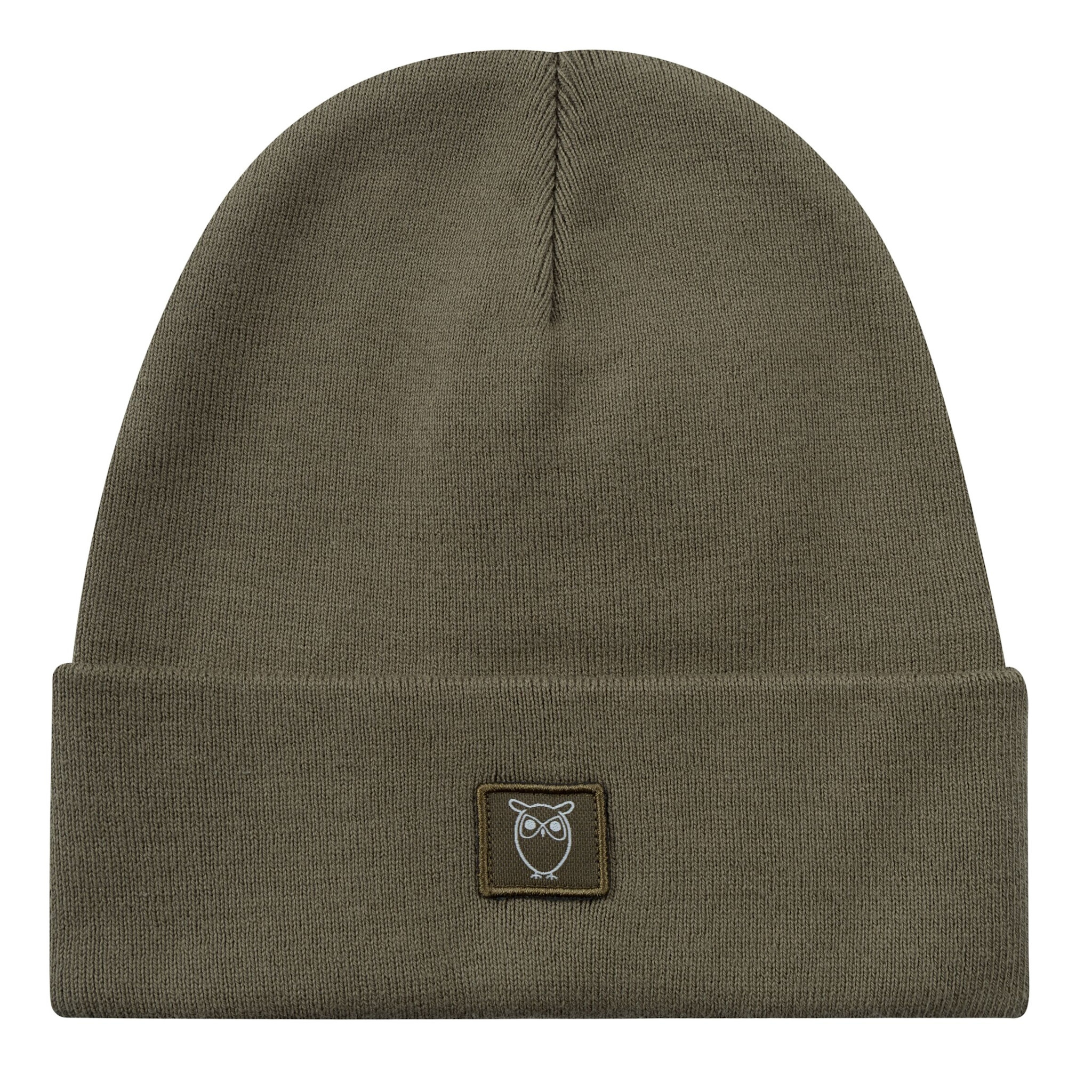 KnowledgeCotton Apparel KnowledgeCotton, Knitted Rib Beanie, dark olive