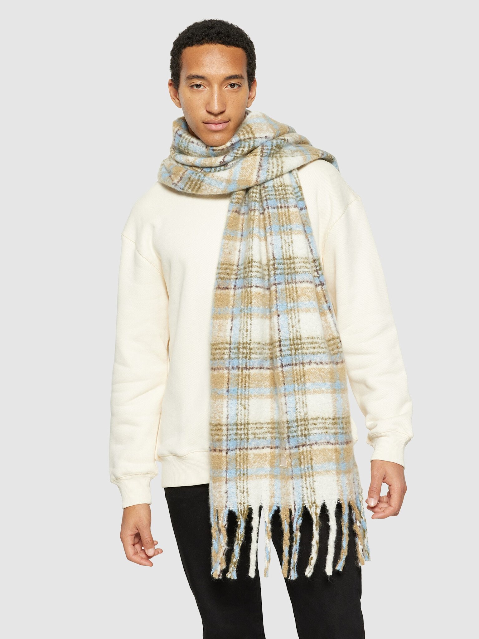 KnowledgeCotton Apparel KnowledgeCotton, Checked Scarf, beige