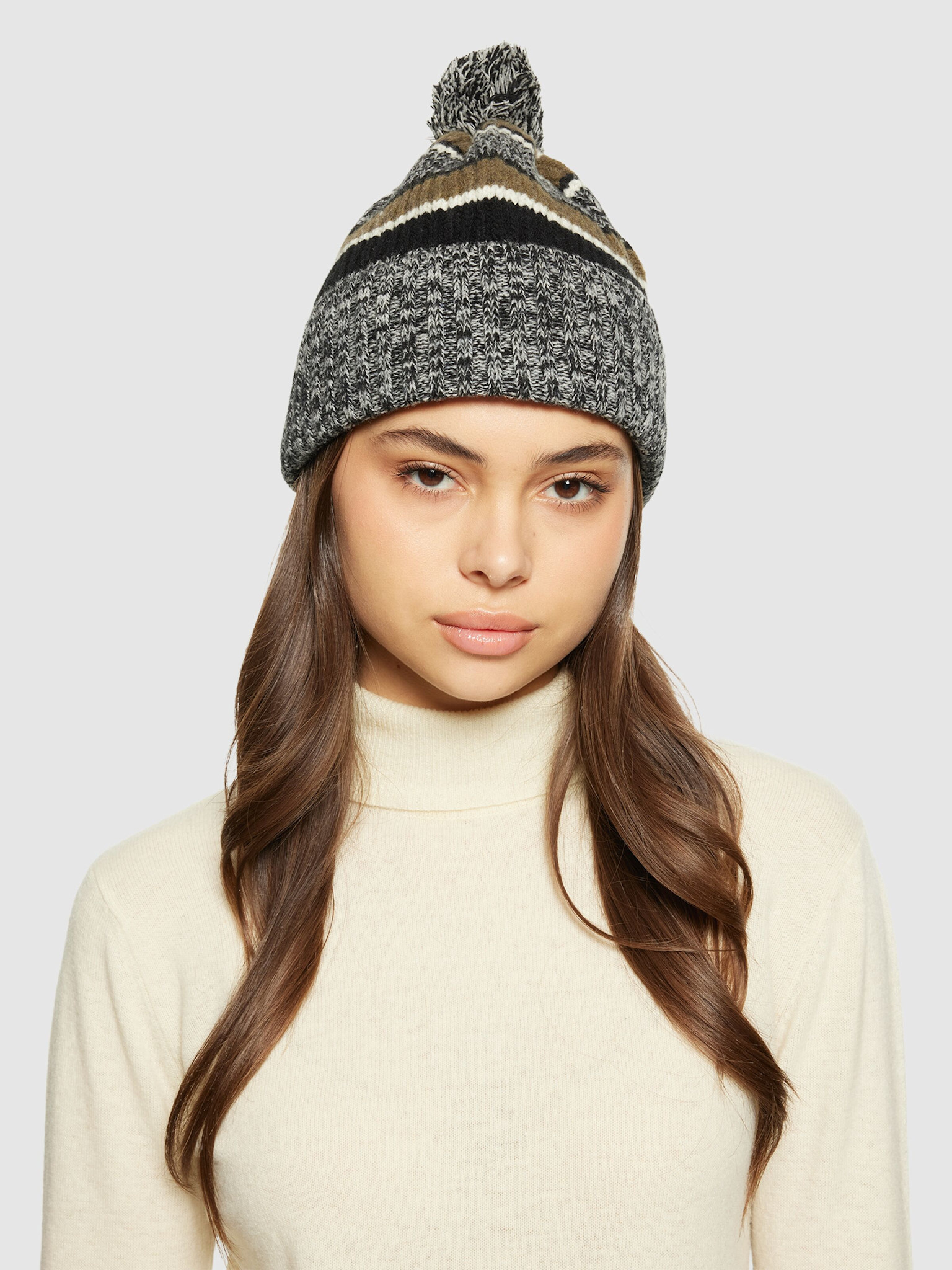 KnowledgeCotton Apparel KnowledgeCotton, PomPom Beanie, green stripe