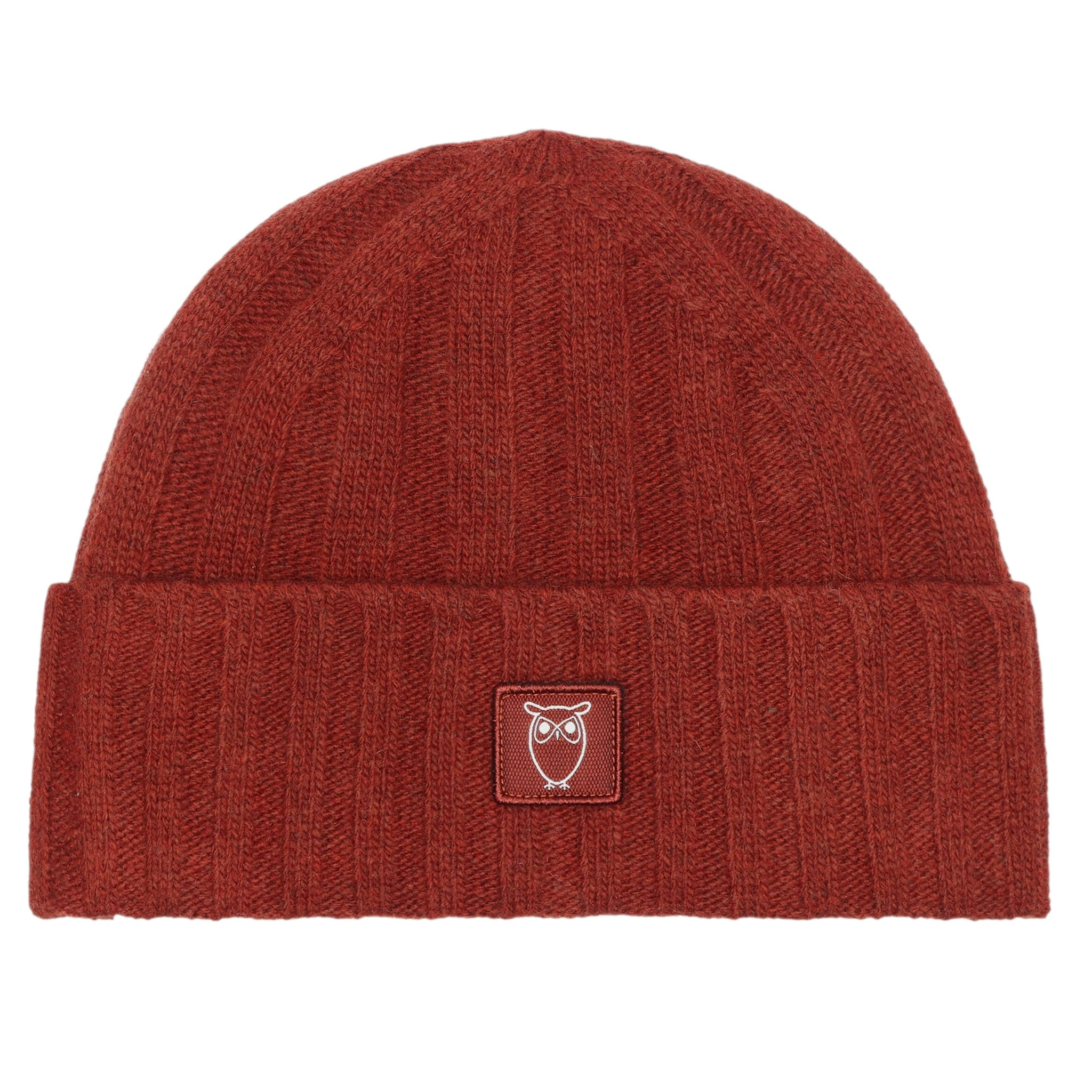 KnowledgeCotton Apparel KnowledgeCotton, Wool Rib low Beanie, fired brick