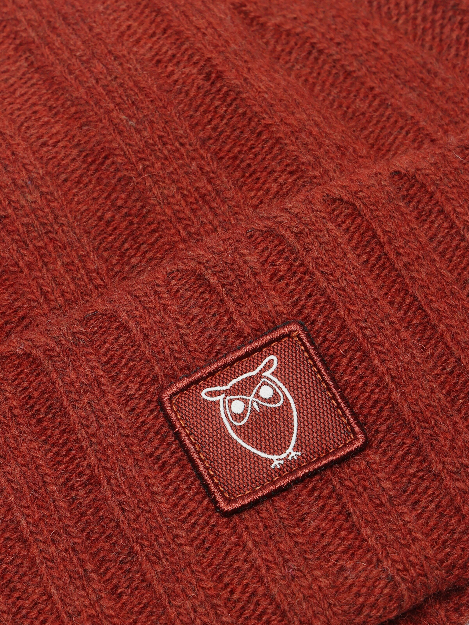 KnowledgeCotton Apparel KnowledgeCotton, Wool Rib low Beanie, fired brick