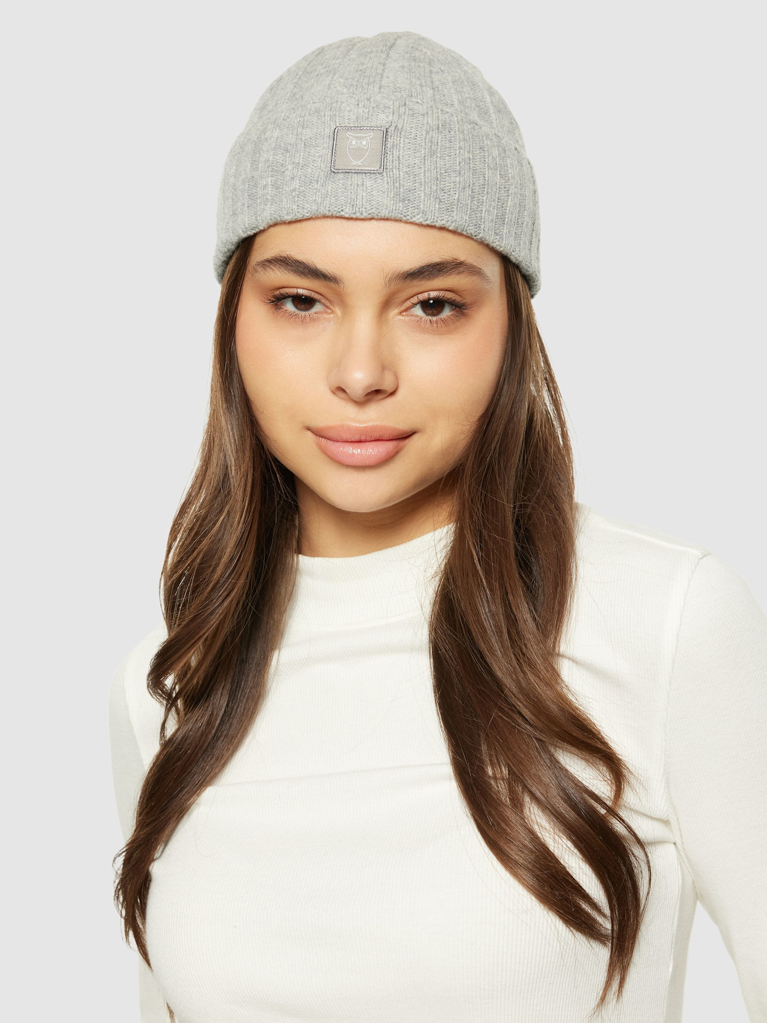 KnowledgeCotton Apparel KnowledgeCotton, Wool Rib low Beanie, grey melange