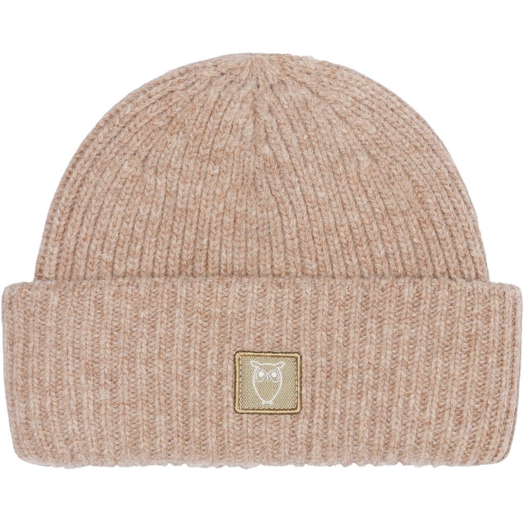 KnowledgeCotton Apparel KnowledgeCotton, Wool Rib low Beanie, kelp melange