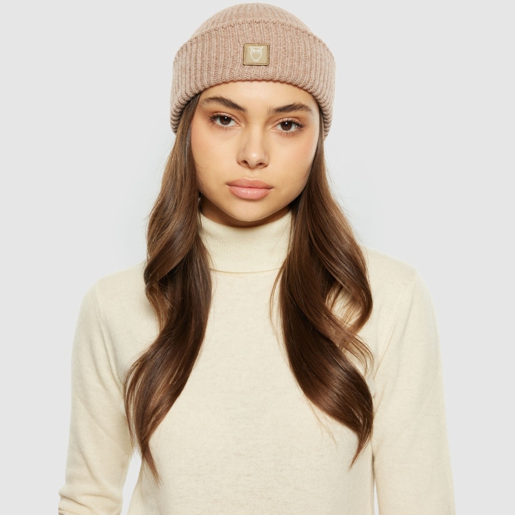 KnowledgeCotton Apparel KnowledgeCotton, Wool Rib low Beanie, kelp melange