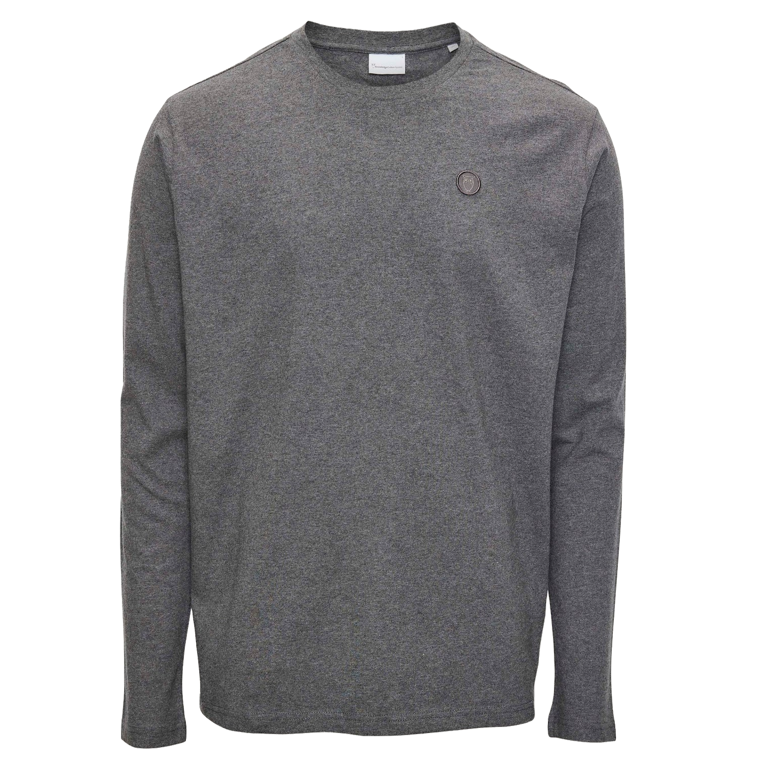 KnowledgeCotton Apparel KnowledgeCotton, Viggo badge LS, dark grey melange, XL