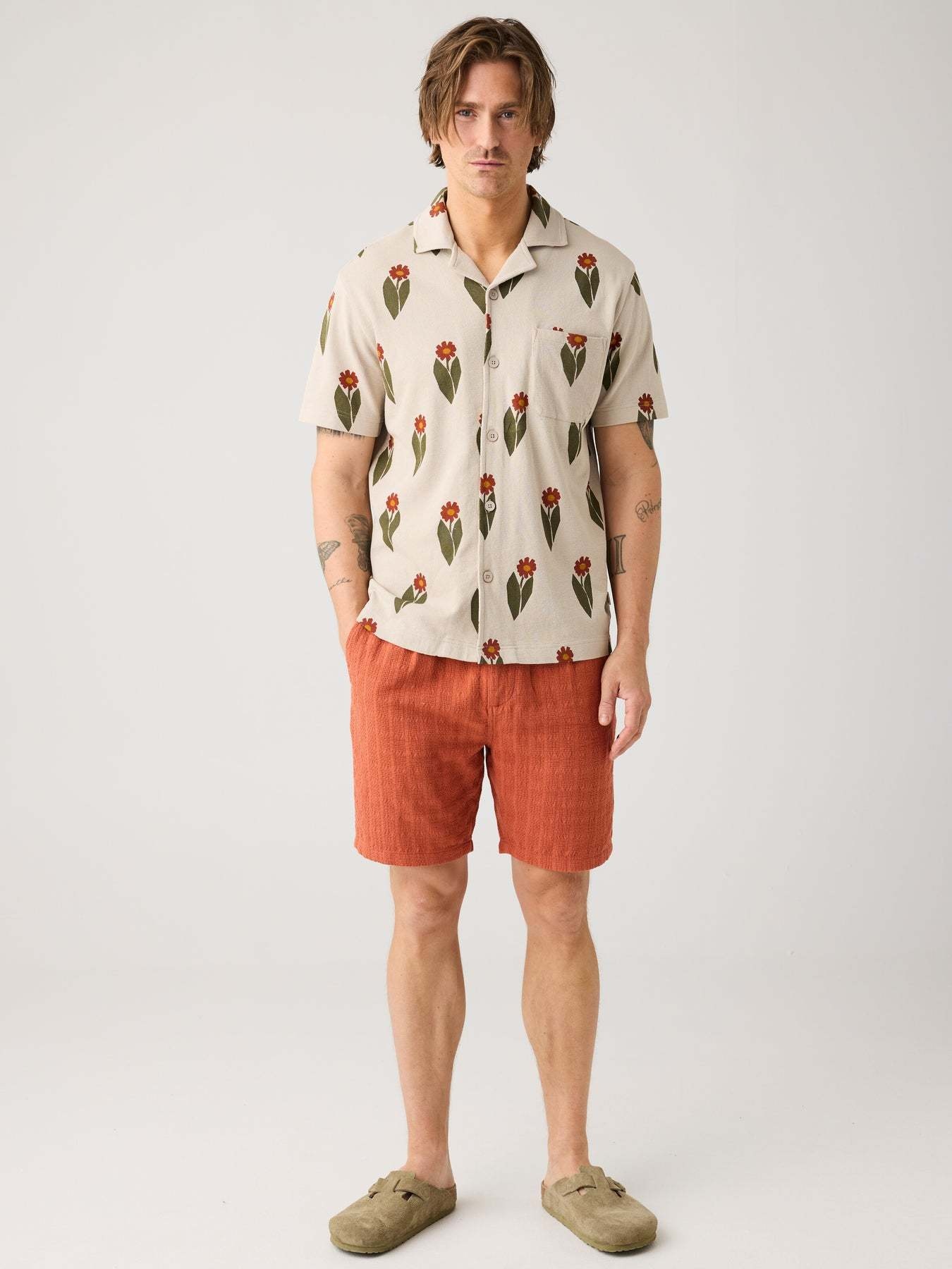 KnowledgeCotton Apparel KnowledgeCotton, Fig Loose Structure Shorts, burnt brick, XL