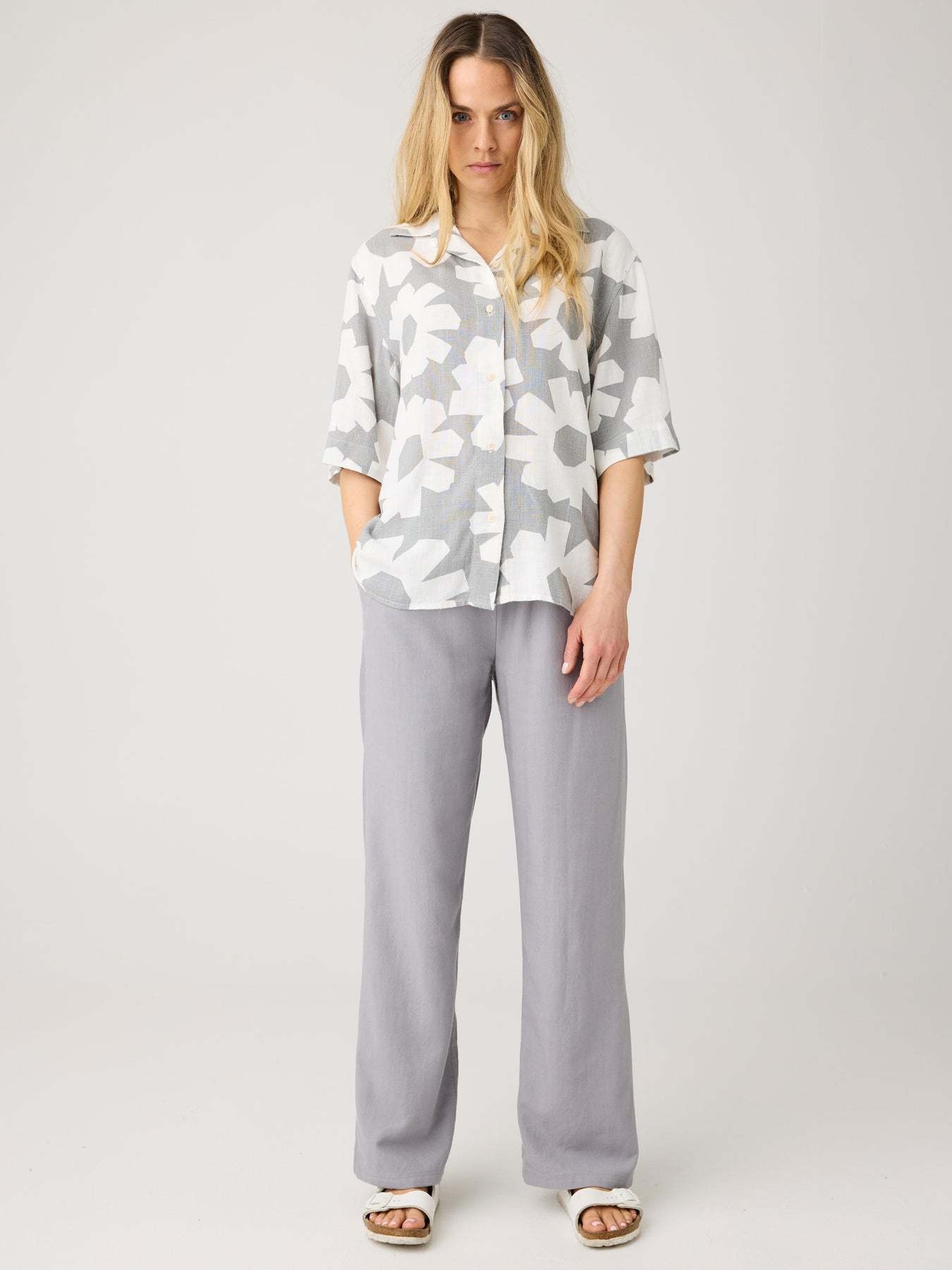 KnowledgeCotton Apparel KnowledgeCotton, Posey Wide Linen Mix Pants, ultimate grey, XS