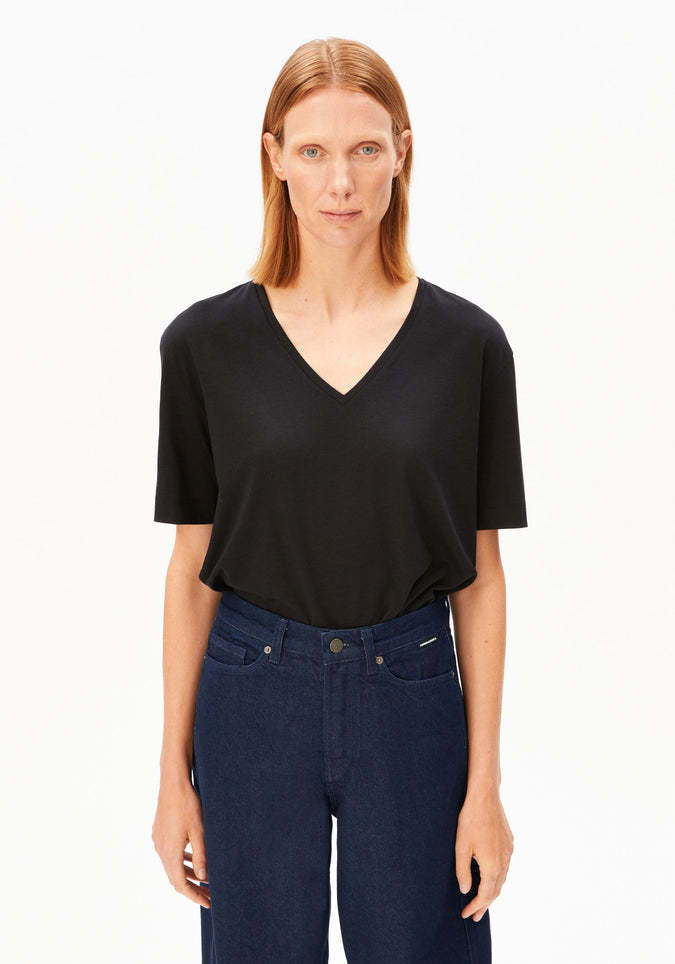 Armedangels Armedangels, V-Neck Jersey Top, black, M