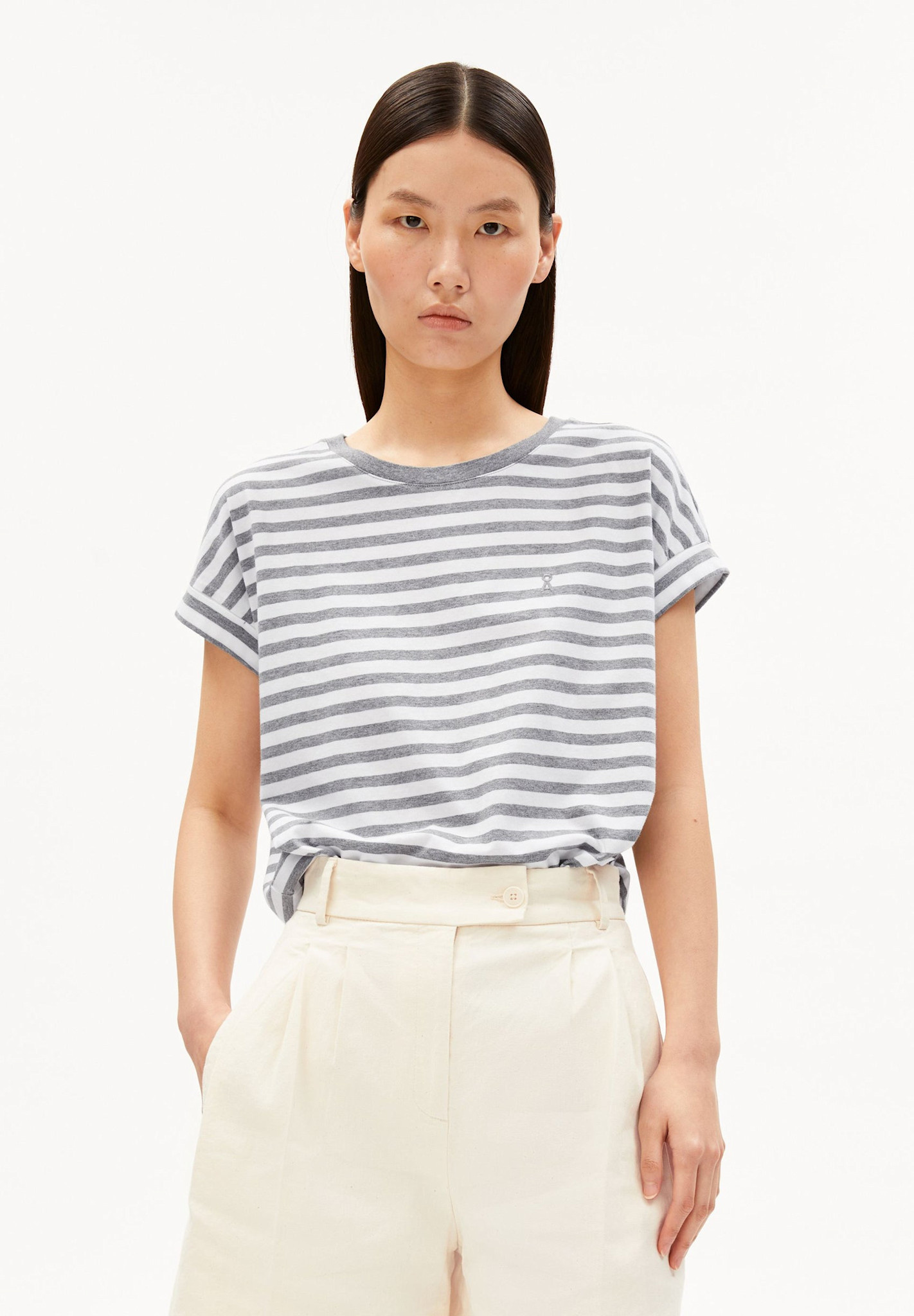 Armedangels Armedangels, Idaara Stripes, white-silver melange, XS