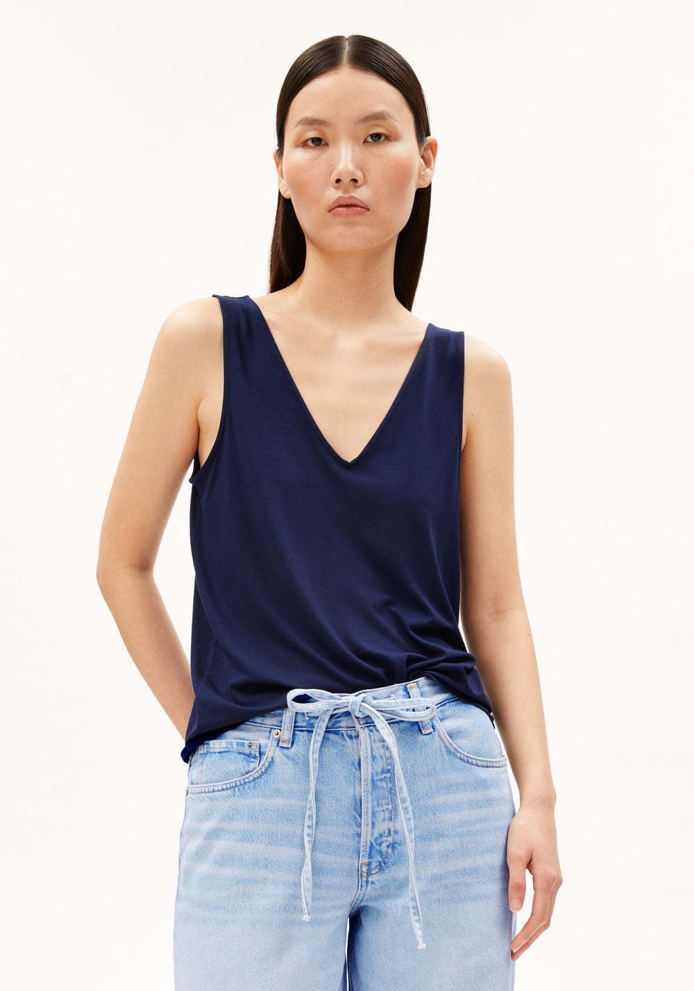 Armedangels Armedangels, V-Neck Jersey Top, tinted navy, L