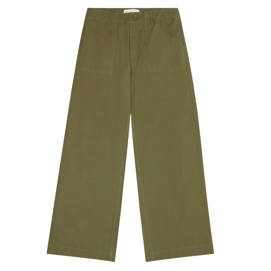 KnowledgeCotton Apparel KnowledgeCotton, Posey Wide Slub Pants, burned olive, M