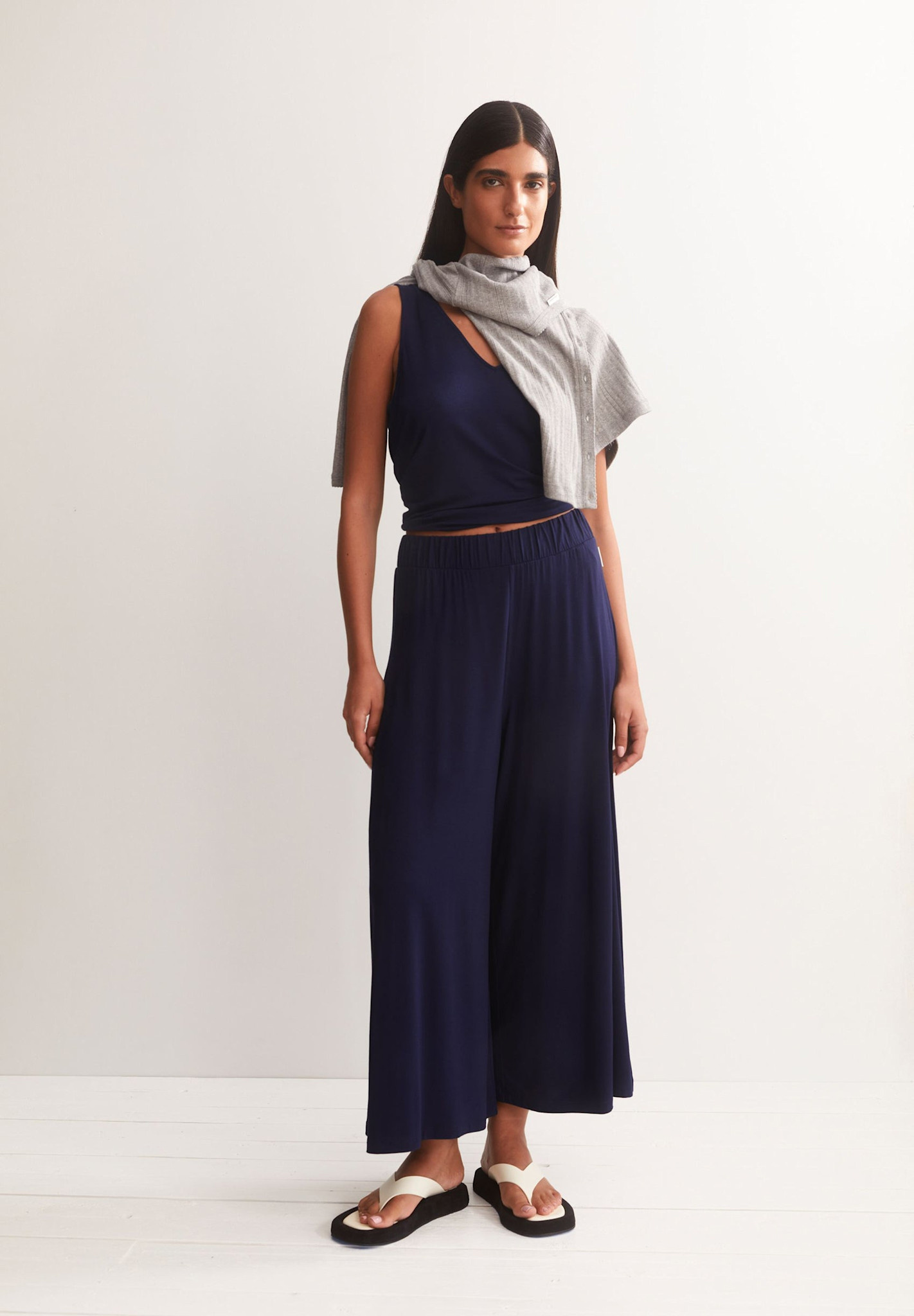 Armedangels Armedangels, Cropped Jersey Pants, tinted navy, M