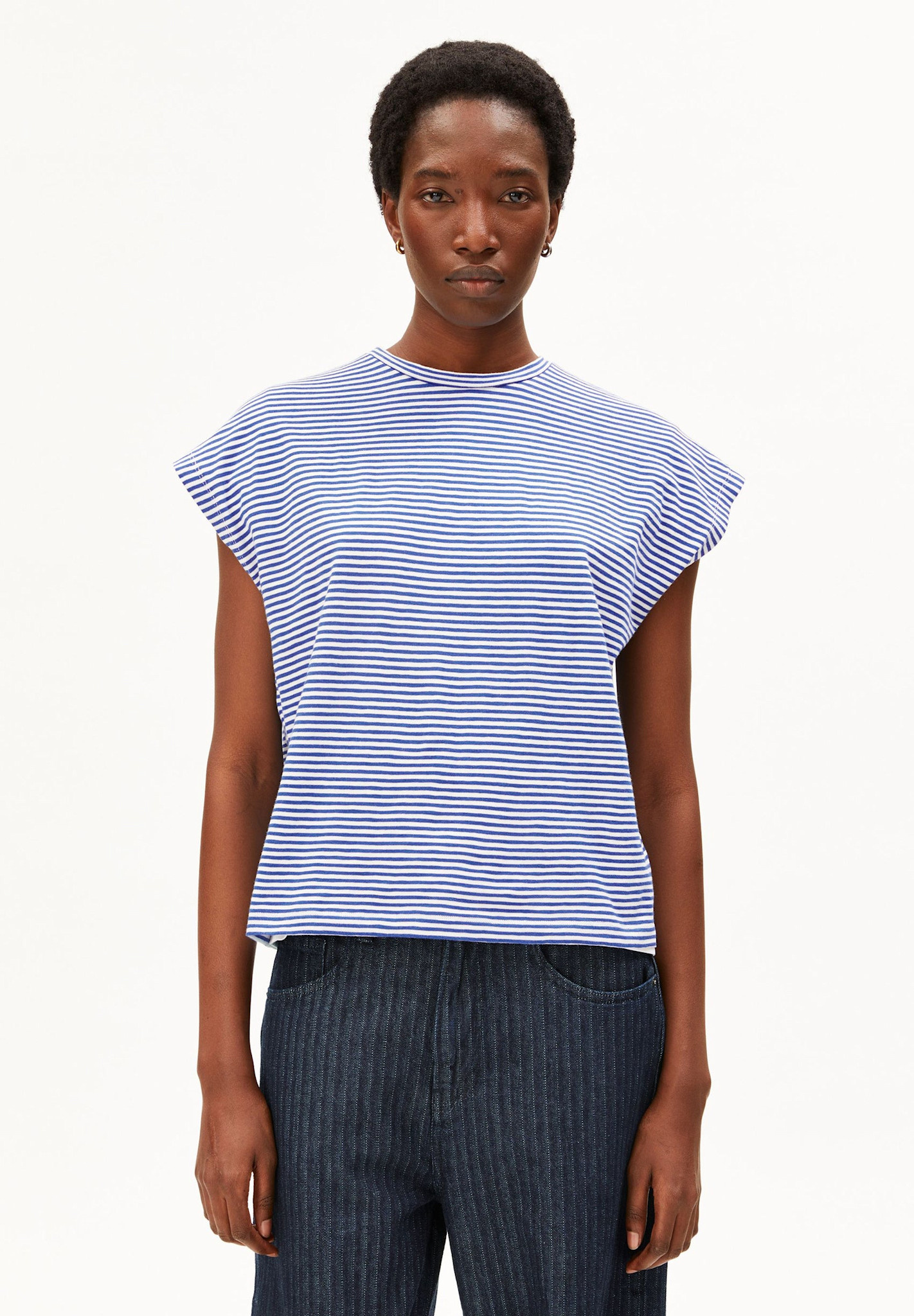 Armedangels Armedangels, Slub Jersey Stripe T-Shirt, oatmilk-dynamo blue, S