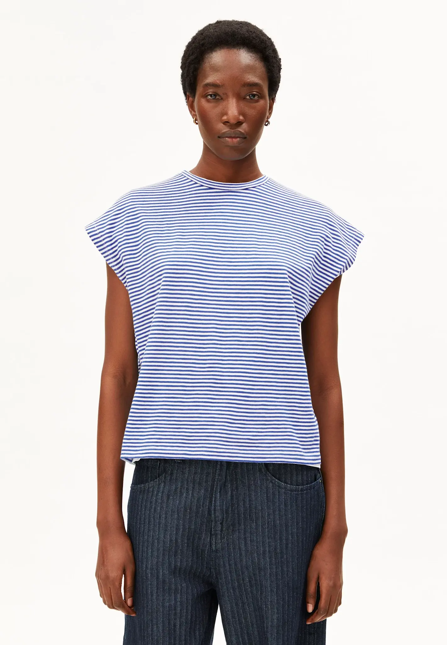 Armedangels Armedangels, Slub Jersey Stripe T-Shirt, oatmilk-dynamo blue, XS