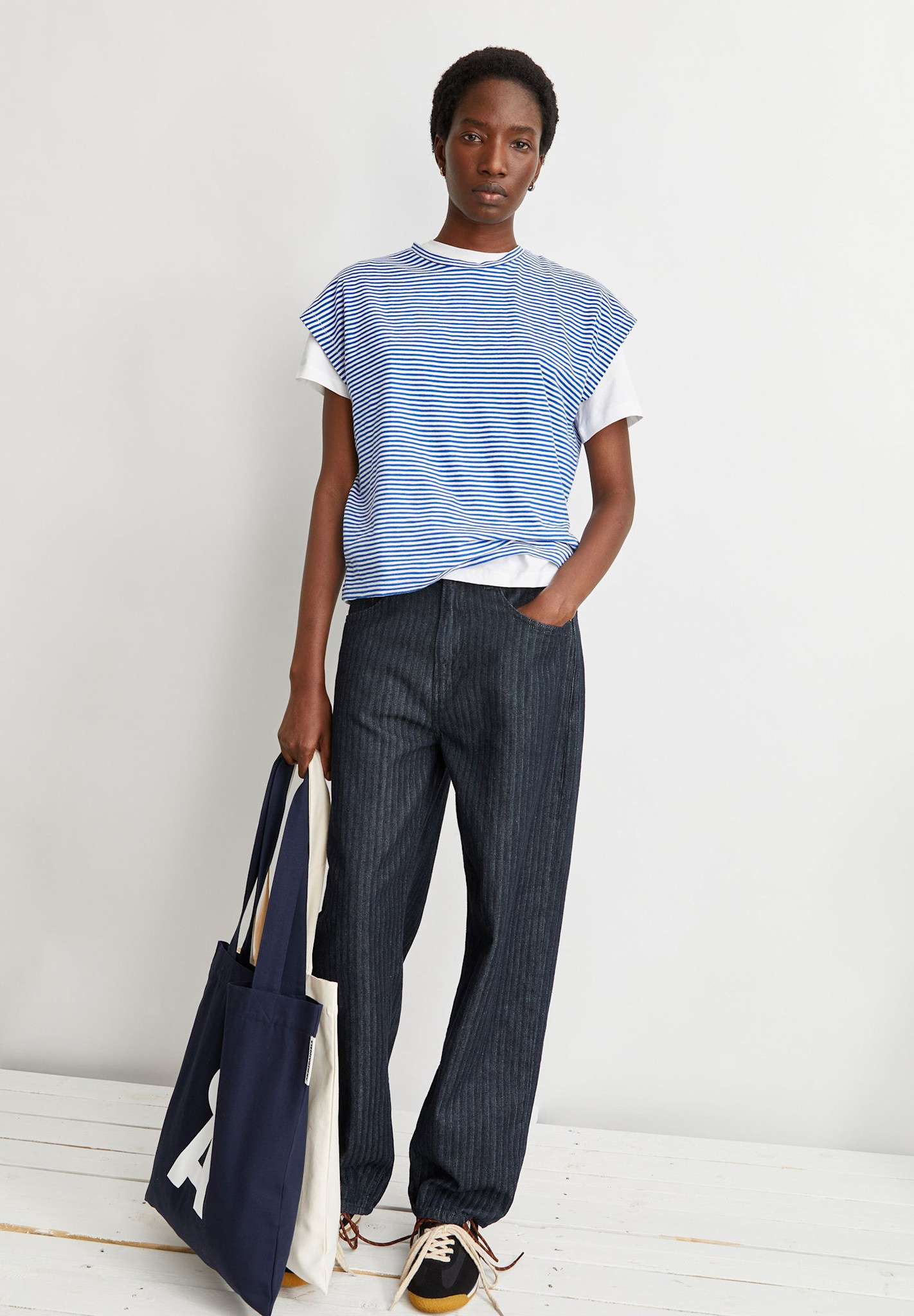 Armedangels Armedangels, Slub Jersey Stripe T-Shirt, oatmilk-dynamo blue, XS