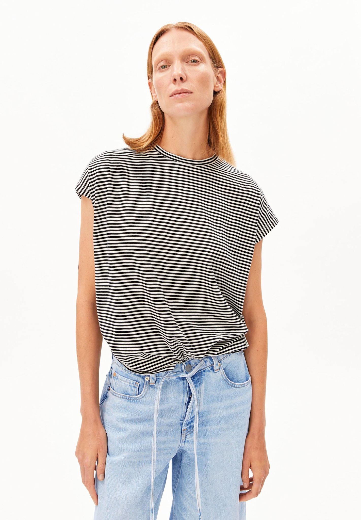 Armedangels Armedangels, Slub Jersey Stripe T-Shirt, black-oatmilk, L