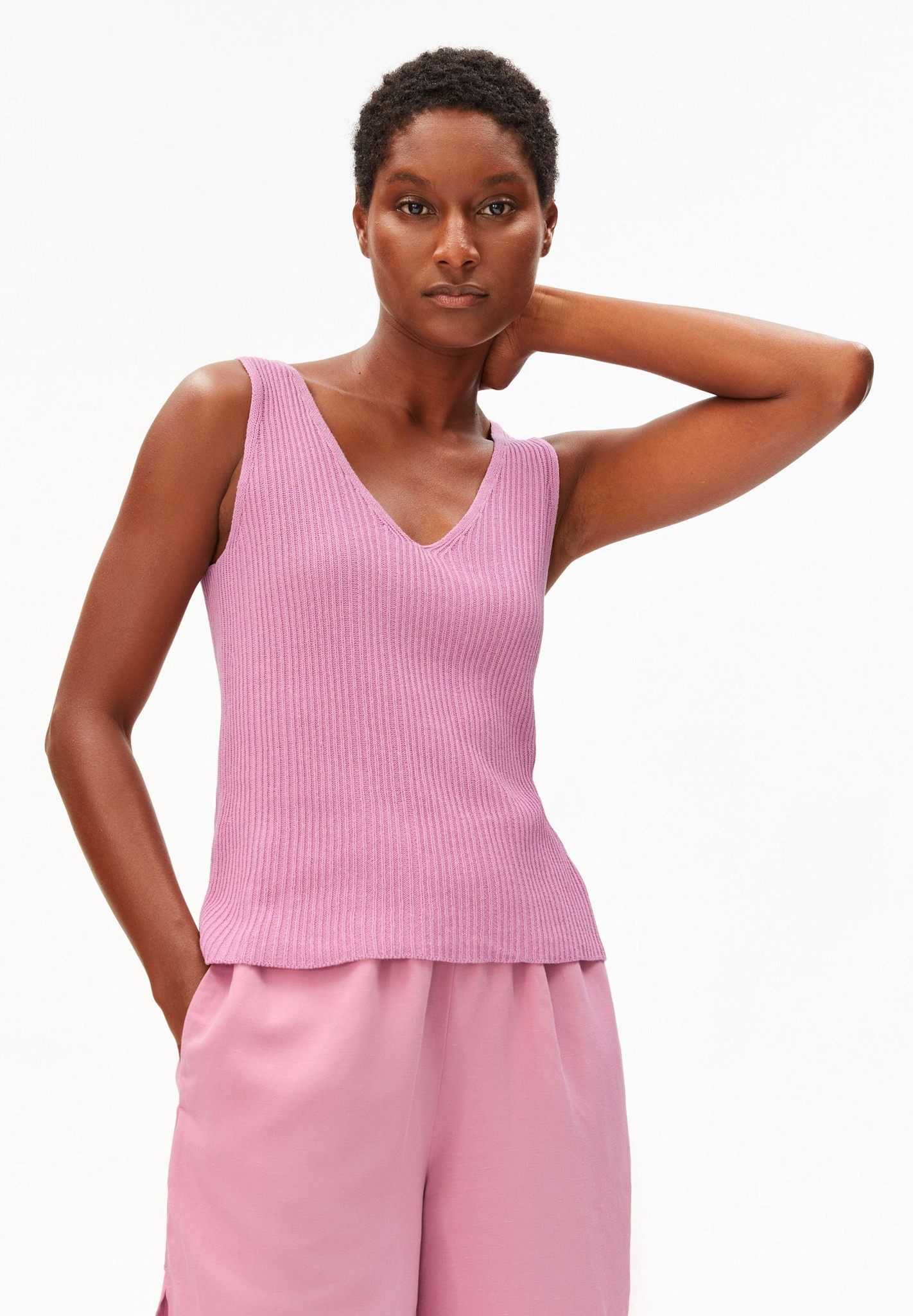 Armedangels Armedangels, Linen Blend Knit Top, washed berry, M