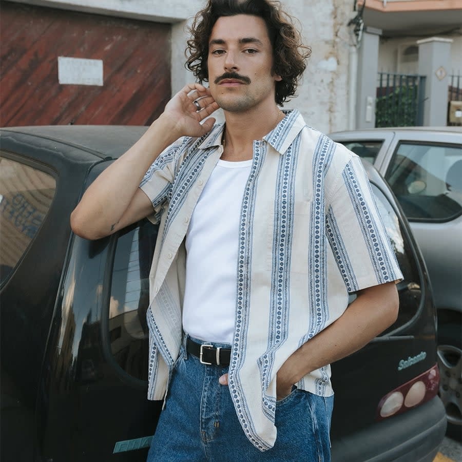 Dedicated Dedicated, Brantevik Floral Stripe, blue, M