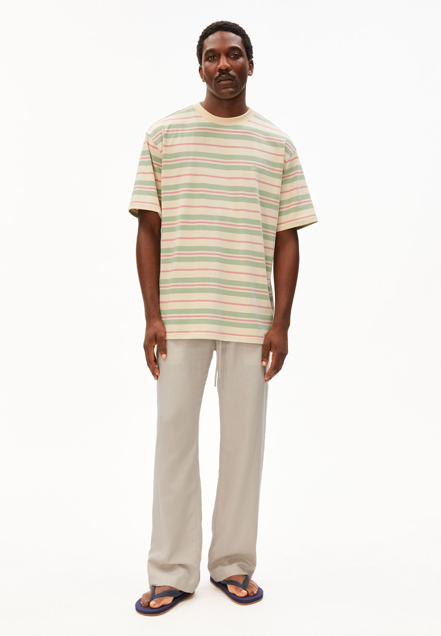 Armedangels Armedangels, Maarkos Stripe, foam-washed berry, S