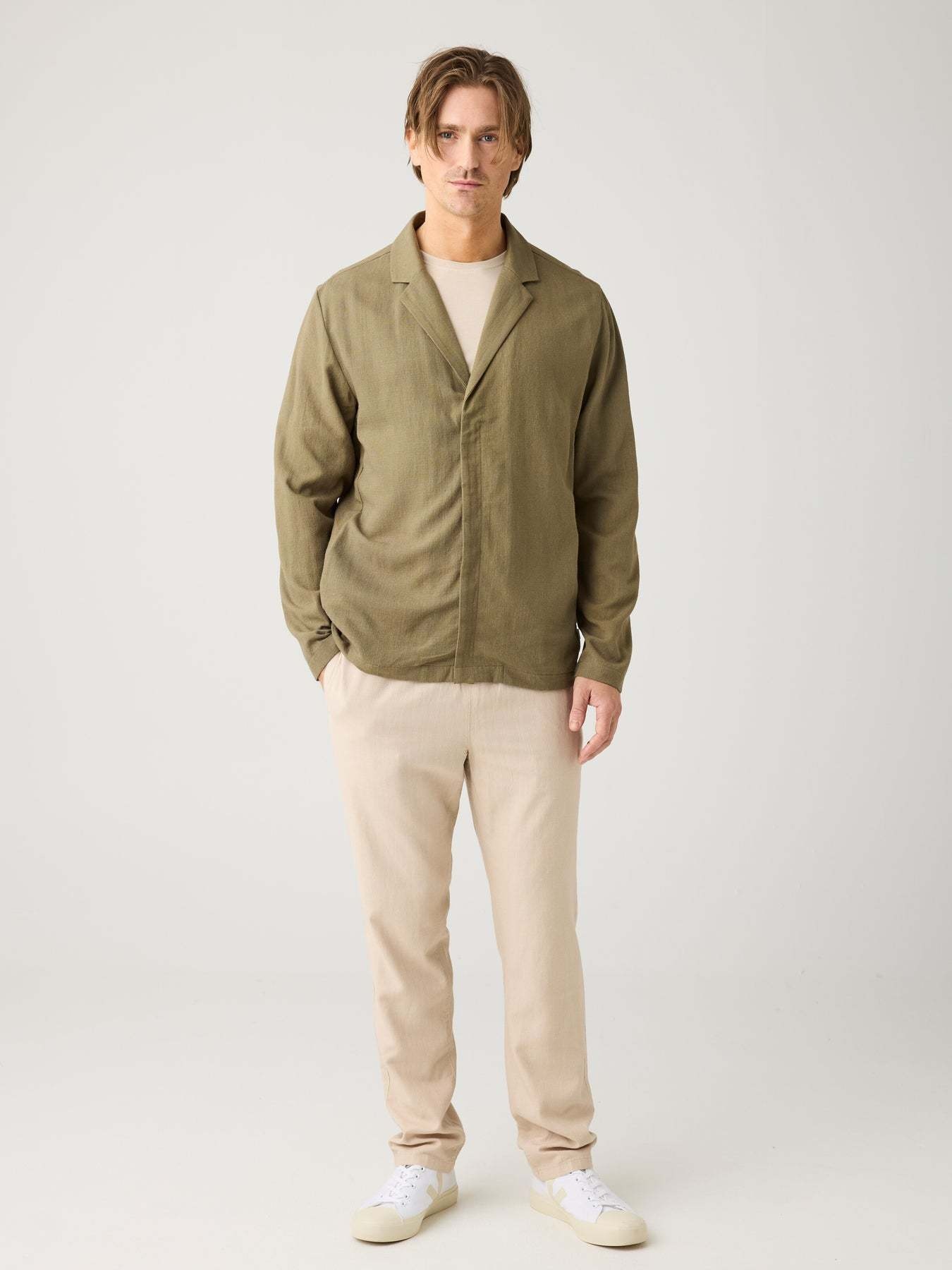 KnowledgeCotton Apparel KnowledgeCotton, Tim Tapered Linen, light feather grey, XL