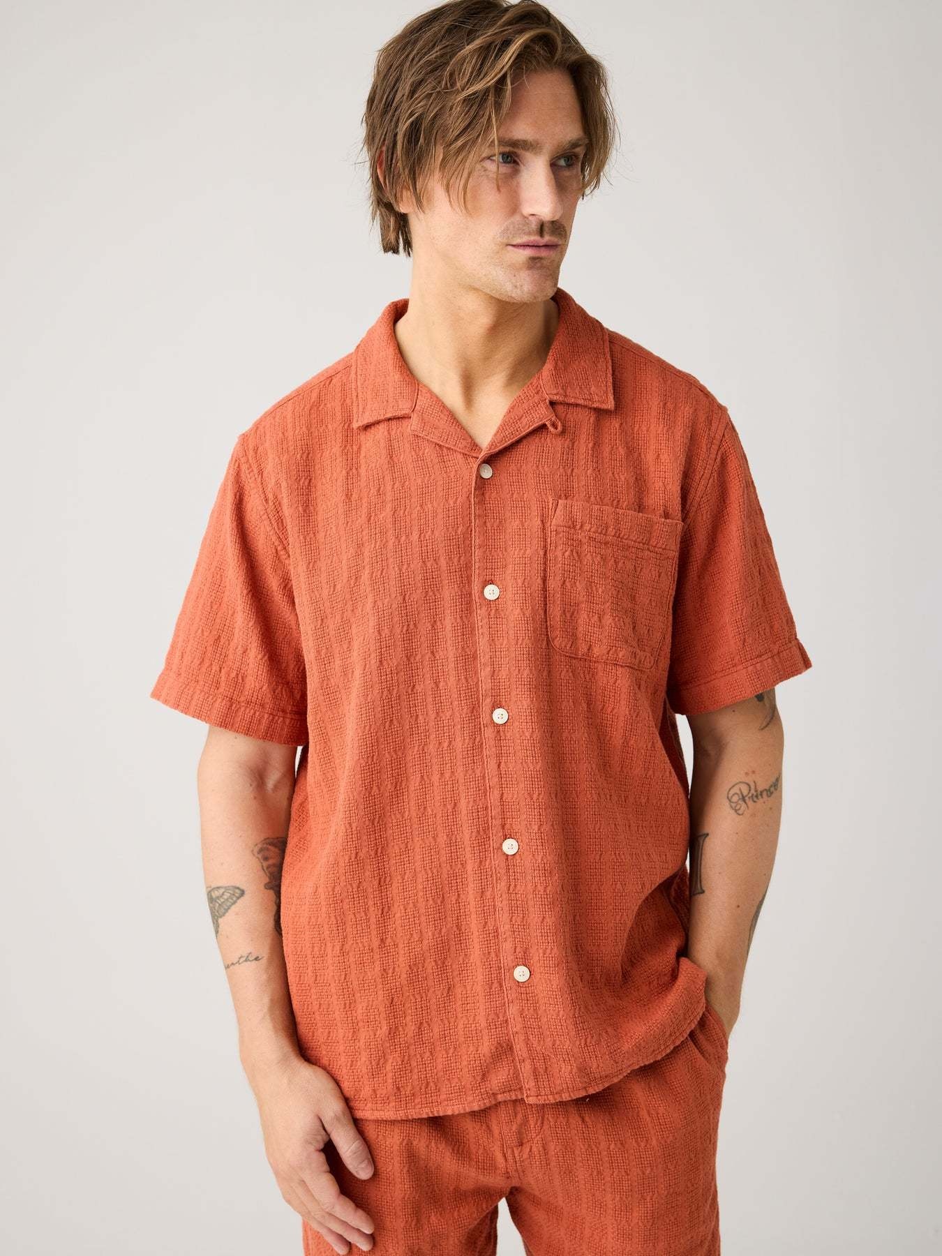 KnowledgeCotton Apparel KnowledgeCotton, Structure SS, burnt brick, L