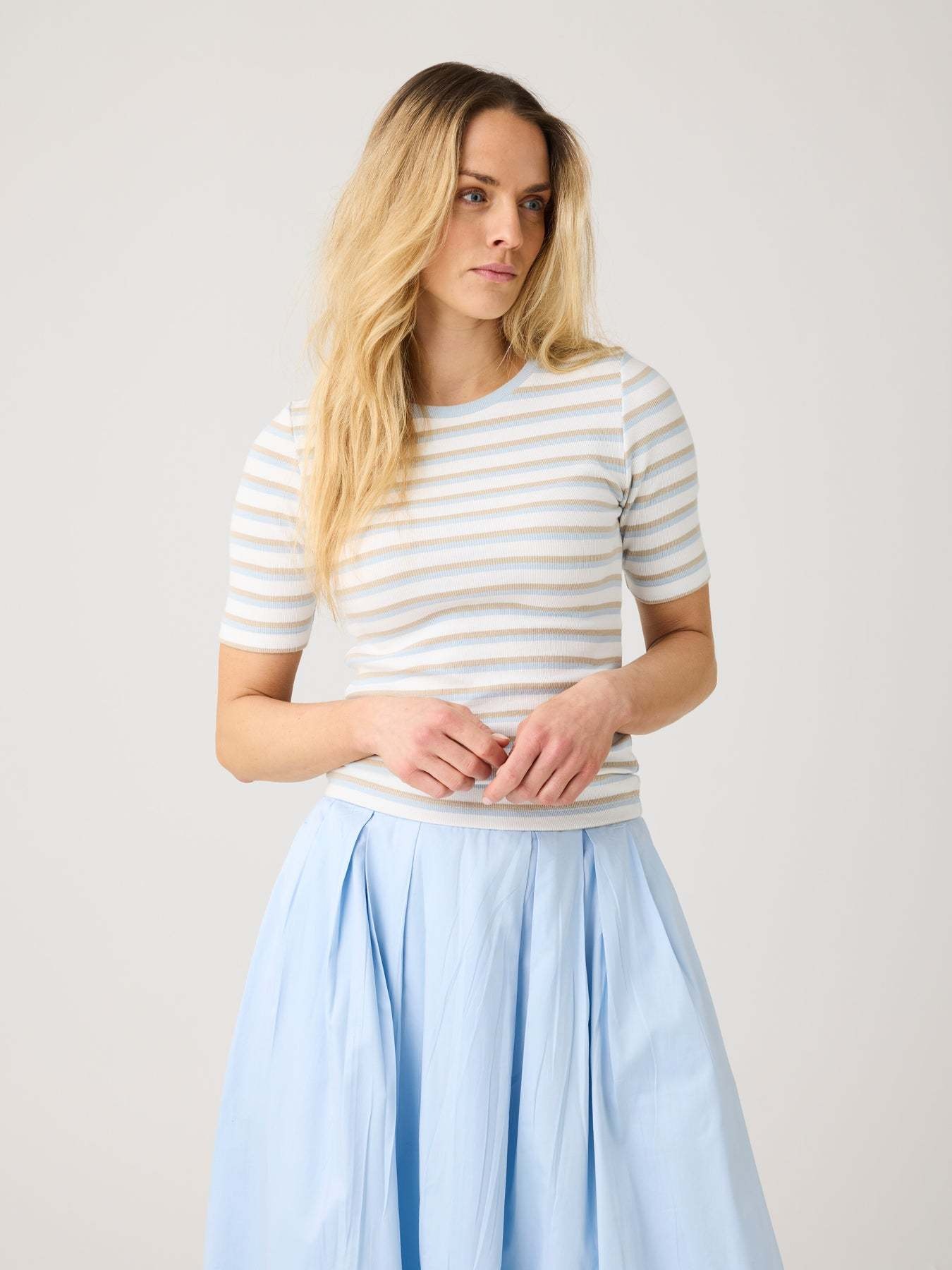 KnowledgeCotton Apparel KnowledgeCotton, Rib T-shirt, multi stripe, XS