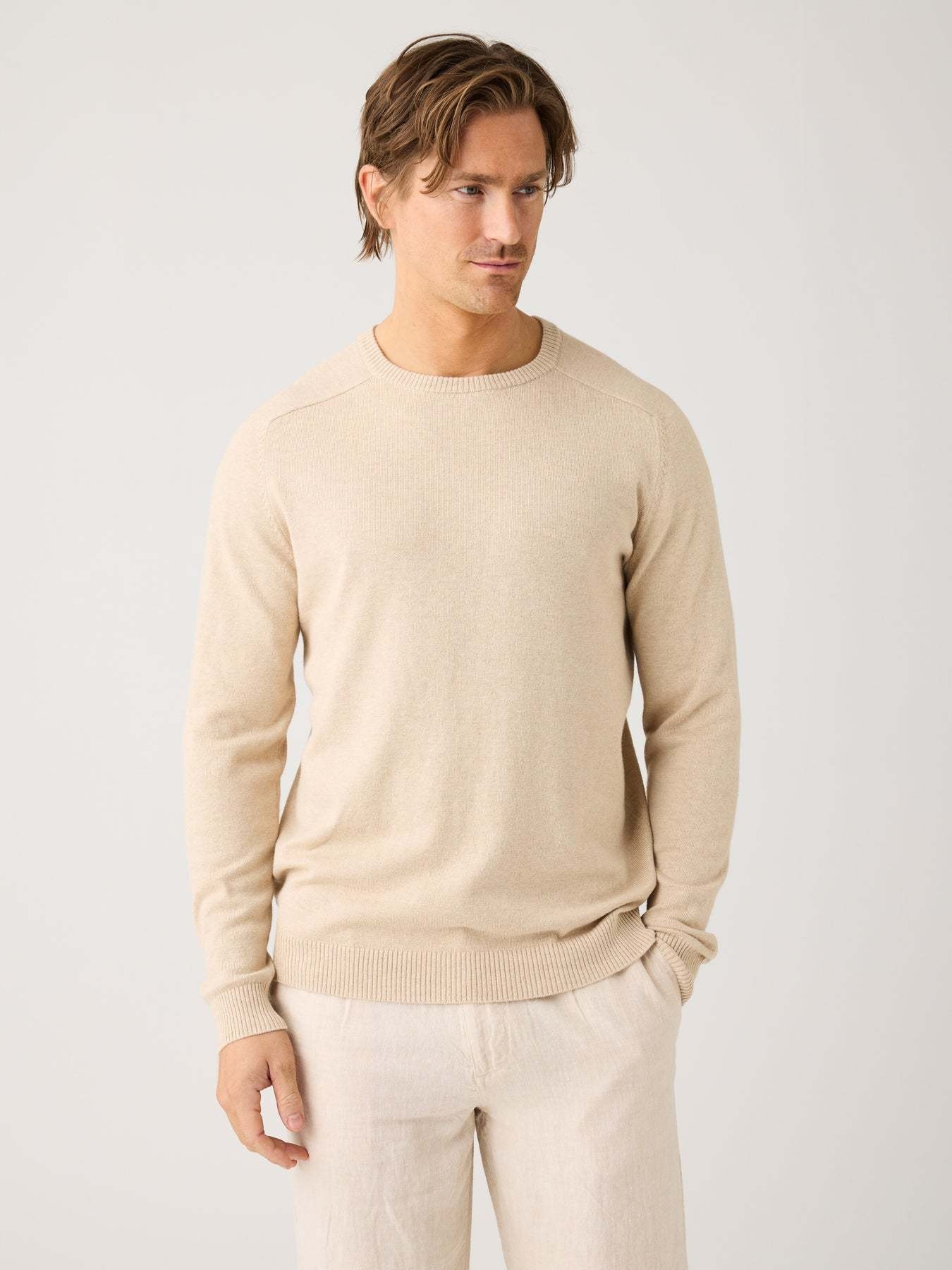 KnowledgeCotton Apparel KnowledgeCotton, Cashmere Crew, light feather grey, XL