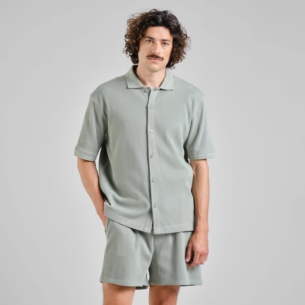 Dedicated Dedicated, Shirt Falkvik Waffle, iceberg green, M