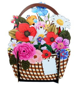 Alljoy Alljoy, Pop Up Card, basket of flowers