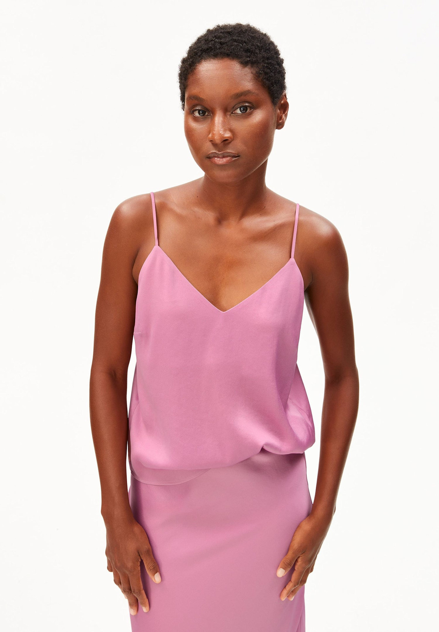 Armedangels Armedangels, Satin Spaghetti Top, washed berry, S