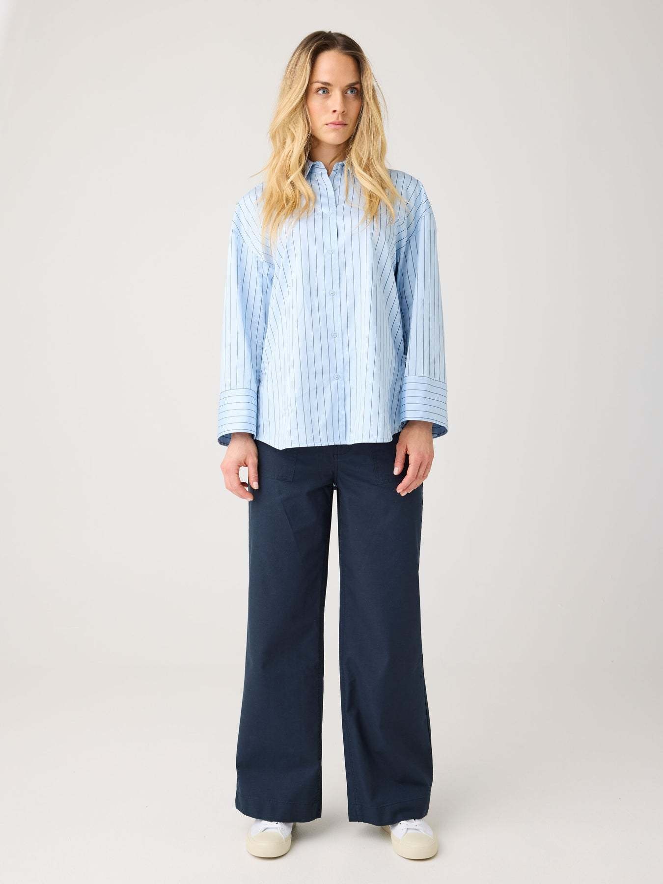 KnowledgeCotton Apparel KnowledgeCotton, Posey Wide Slub Pants, total eclipse, XS