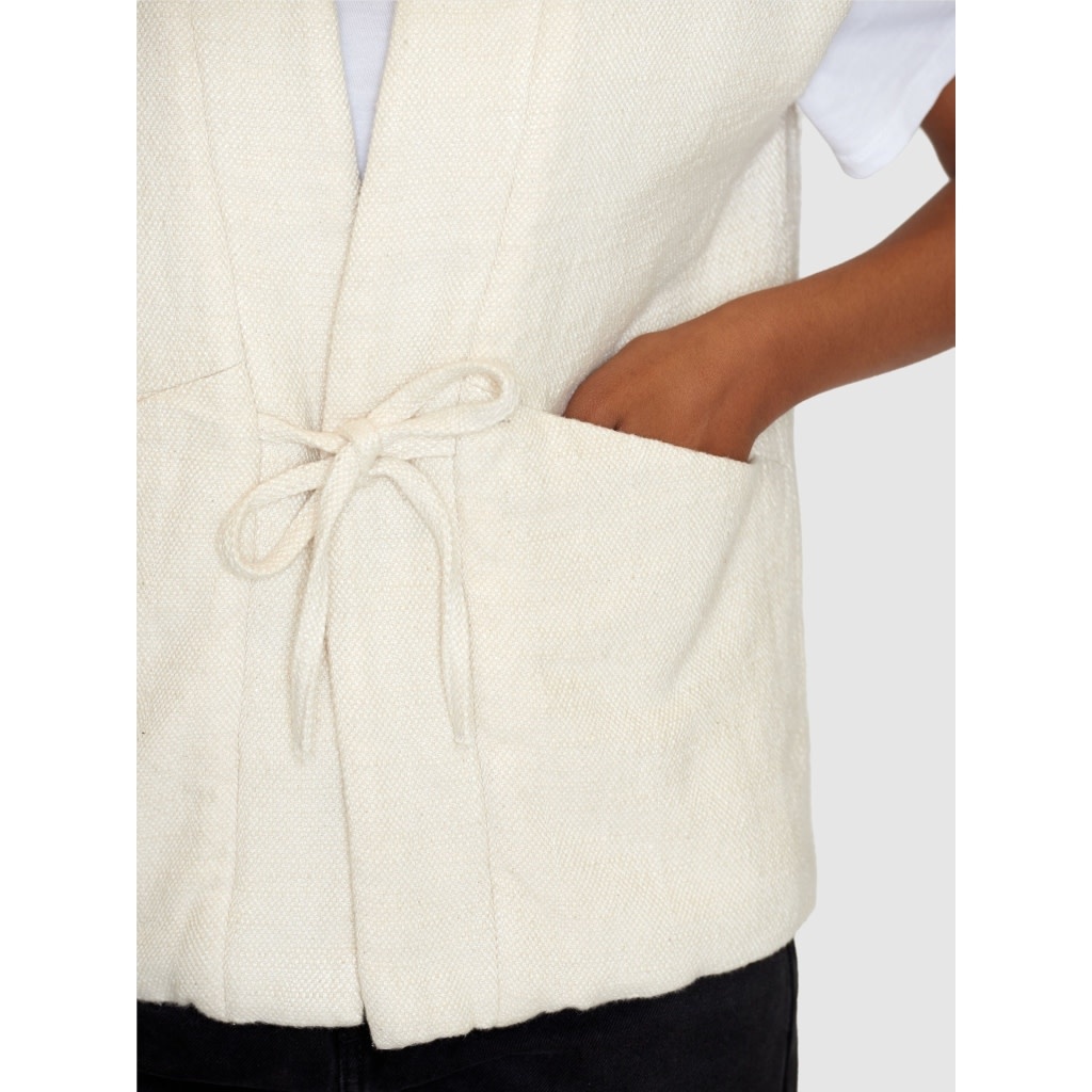 KnowledgeCotton Apparel KnowledgeCotton, Padded Kimono Vest, egret, M