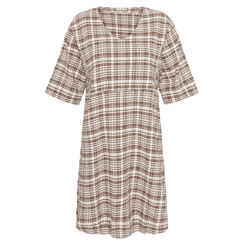 KnowledgeCotton Apparel KnowledgeCotton, Seersucker Tunica Dress, beige check, L