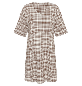 KnowledgeCotton Apparel KnowledgeCotton, Seersucker Tunica Dress, beige check, XS
