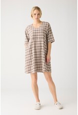 KnowledgeCotton Apparel KnowledgeCotton, Seersucker Tunica Dress, beige check, XS