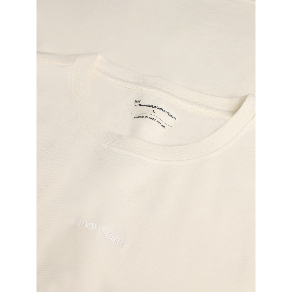KnowledgeCotton Apparel KnowledgeCotton, Embroidery T-Shirt, egret, L