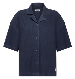 KnowledgeCotton Apparel KnowledgeCotton, Bouclé Short Sleeved Shirt, night sky, S