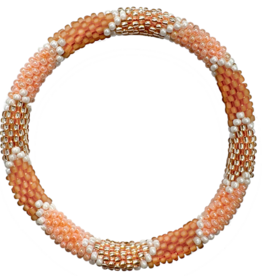 Maison Kizo Maison Kizo, Bracelet Népalais, saumon/blanc/or stripe