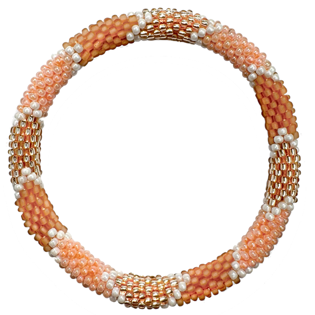 Maison Kizo Maison Kizo, Bracelet Népalais, saumon/blanc/or stripe