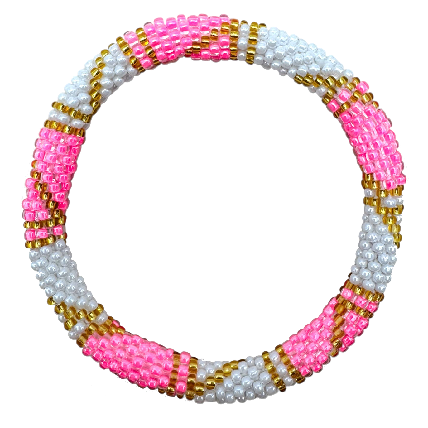 Maison Kizo Maison Kizo, Bracelet Népalais, neon pink/blanc/or