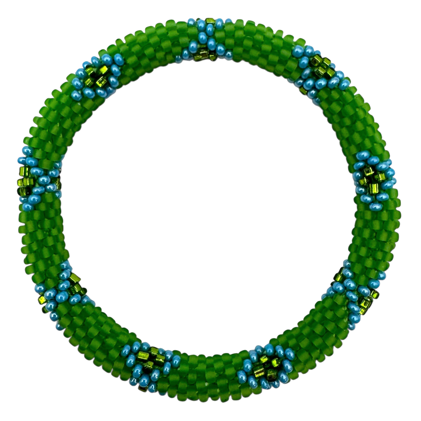 Maison Kizo Maison Kizo, Bracelet Népalais, vert/bleu fleurs