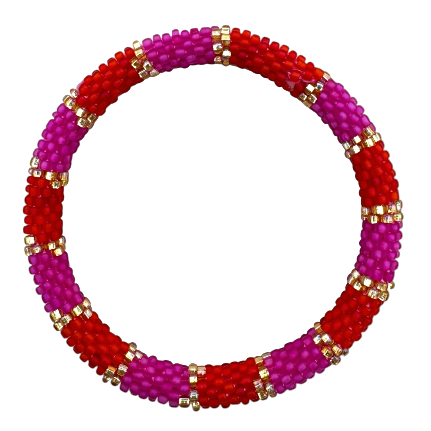 Maison Kizo Maison Kizo, Bracelet Népalais, rouge/pink/or I