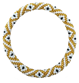 Maison Kizo Maison Kizo, Bracelet Népalais, or/blanc fleurs