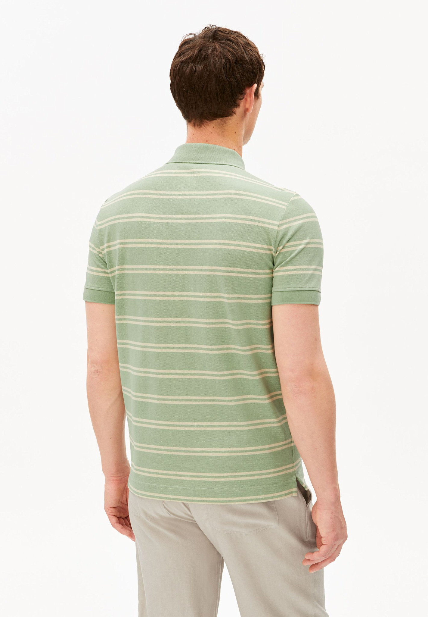 Armedangels Armedangels, Striped Polo T-Shirt, foam-oatmilk, XL