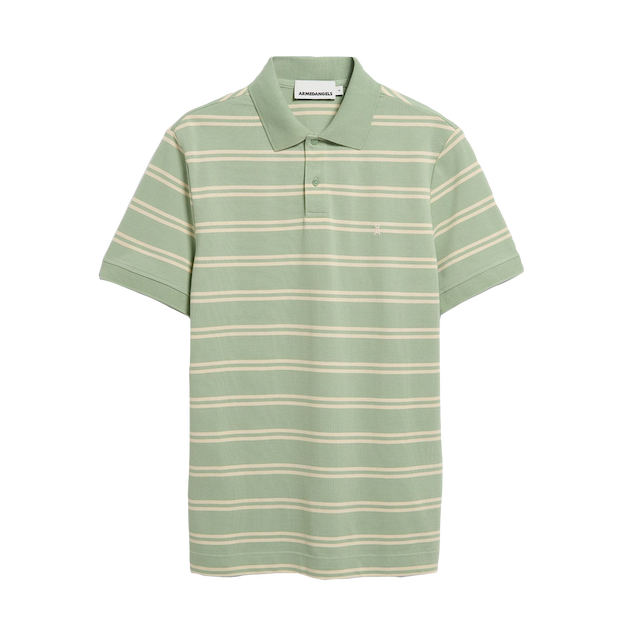 Armedangels Armedangels, Striped Polo T-Shirt, foam-oatmilk, L