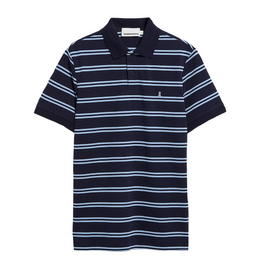 Armedangels Armedangels, Striped Polo T-Shirt, tinted navy-wedgwood, XL