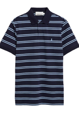 Armedangels Armedangels, Striped Polo T-Shirt, tinted navy-wedgwood, M