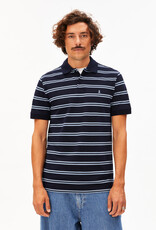 Armedangels Armedangels, Striped Polo T-Shirt, tinted navy-wedgwood, M