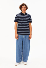 Armedangels Armedangels, Striped Polo T-Shirt, tinted navy-wedgwood, S