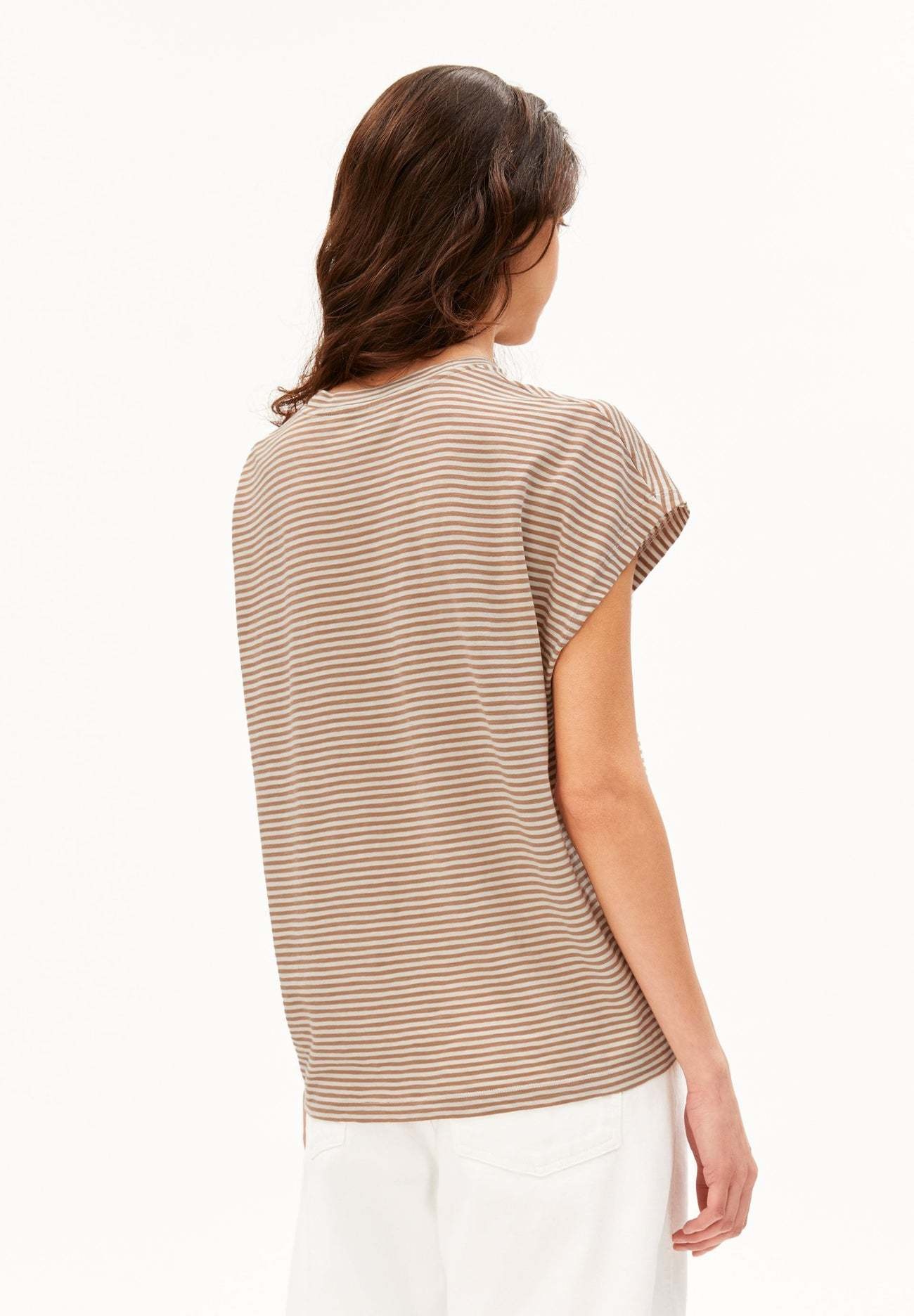 Armedangels Armedangels, Slub Jersey Stripe T-Shirt, oatmilk-cinnamon dust, L